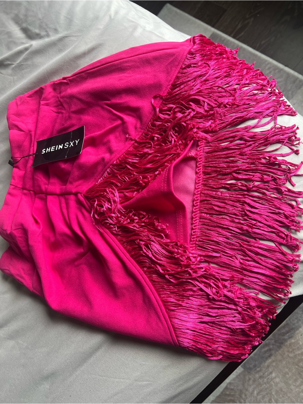 SHEIN SXY Hot Pink Fringe Mini Skirt
